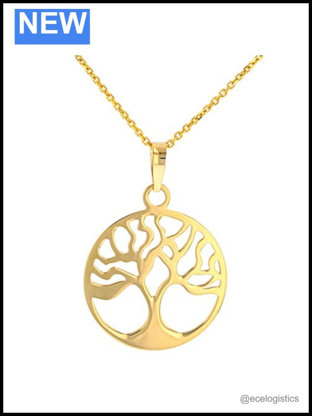 14k Gold Tree of Life Pendant Necklace 18" Chain